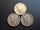 1942 S D & P Mercury Dime Coin - 3 Coins  #5