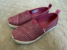 TOMS Kids Slip-On Shoes - Size US 1 EU 32.5 Sparkly pink - Good-Excellent