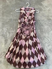 Luna Chix Pink and brown argyle mini dress #y2kfashion size L #223