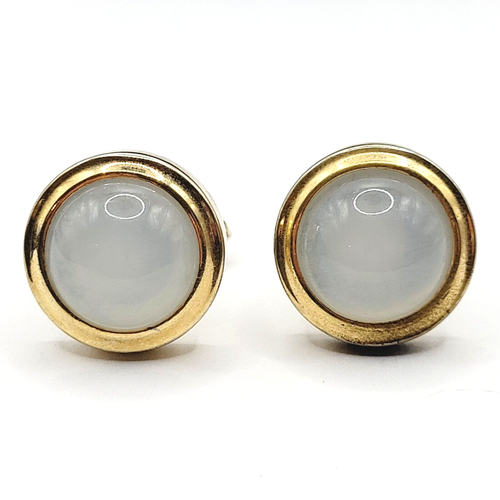 La Mode Round Gold Tone Red White Blue Lucite Insert Changeable Vtg Cufflinks - Picture 6 of 13