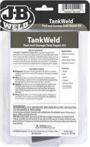 J-B Weld 2110 Metal Fuel Tank Repair Kit, Gray - Bild 3 von 3