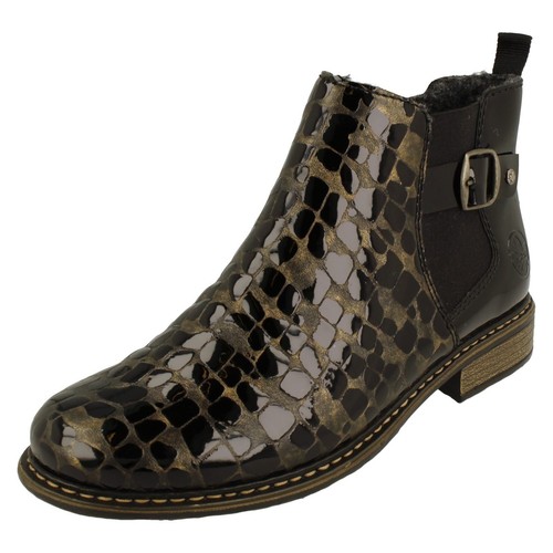 Botas De Tobillo Casuales De Dama Rieker 'Z4965' De Cuero Sintético Negro O Rojo - Imagen 4 de 21