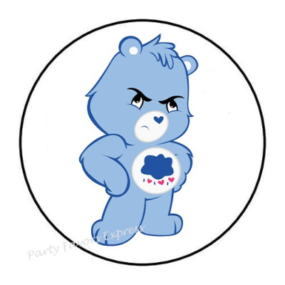 30 GRUMPY BEAR ENVELOPE SEALS LABELS STICKERS PARTY FAVORS 1.5'' ROUND