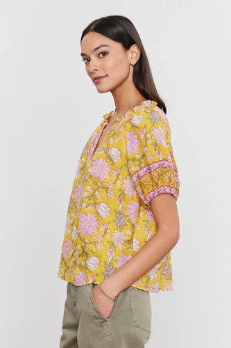VELVET By Graham & Spencer Lyra Printed Voile Top Sunburst S $159 H12 - Picture 2 of 3