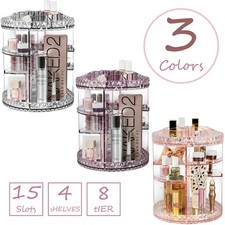 Sorbus 360  Rotating Makeup Organizer 4 Adjustable Shelves 15 Slots Carousel Top