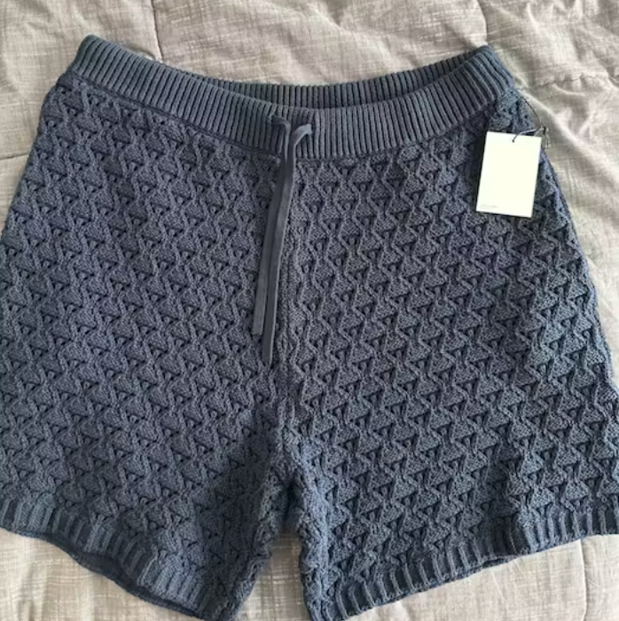 Aime Leon Dore ALD Eyelet Knit Shorts Navy Blue Men's Size Medium