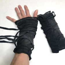 Mummy Gloves Black Hand Warmers Halloween Costume Zombie Gray Arm Cuffs Cosplay