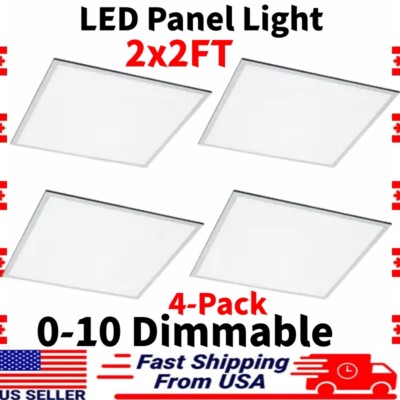 4PCS 2x2 FT LED Flat Panel Troffer Light Fixture,Recessed Side-Lit Ceiling Light