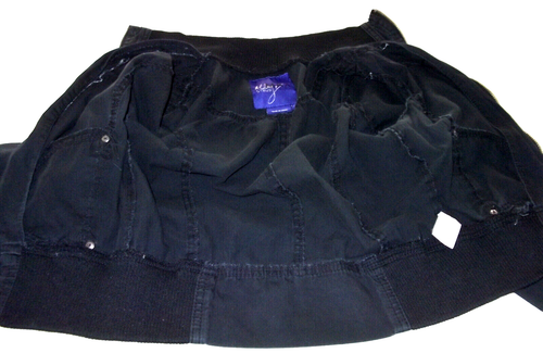 Black MILEY CYRUS MAX AZRIA Teen CROPPED Lg Slv Bomber ZIP JACKET/Size M JUNIORS - Picture 13 of 15