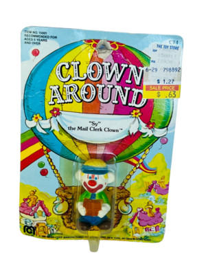 Mego Clown Around Toy Figure 1981 MOC mount studio carnival Sy Mail Clerk ALC1