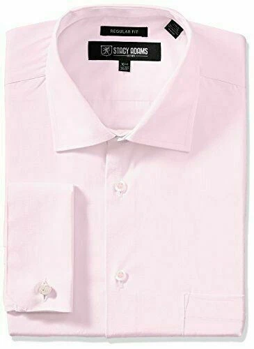 Camisa de vestir rosa STACY ADAMS para hombre 16,5 32"-33" manga grande-alto cuello ajustable Foto 2 de 4