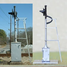 1 x HO scale model railroad tri-lights searchlight signal fine metal cabinet #05