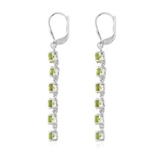 Natural Arizona Peridot Earrings in Platinum Over Sterling Silver 5.10 ctw - Image 3 of 4