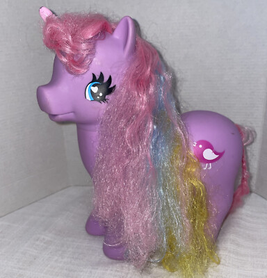 My Little Pony MLP Jumbo 10'' Gi-Go Fakie Purple Rainbow Unicorn with Bird Figure
