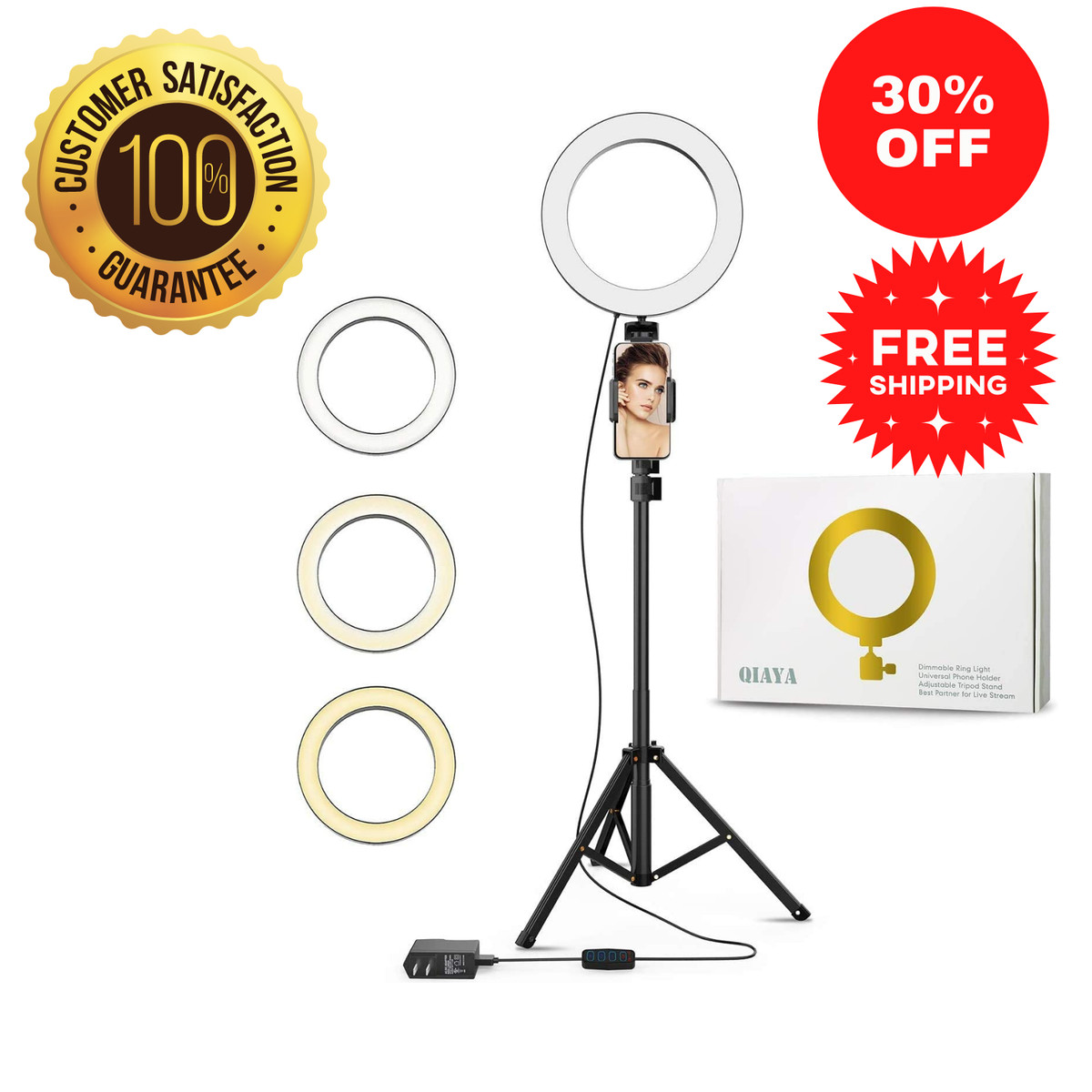 Ring Light with Tripod Stand and Phone Holder, 9” Selfie Lights