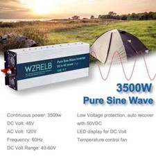 3500W Pure Sine Wave Inverter 48V to 120V Power Car Home Solar Truck Camp Motor