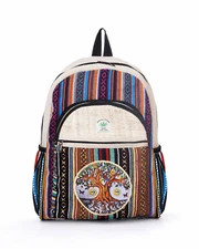 Kathmandu Collection Handmade Backpack, 16” Striped Boho Bag from Nepal