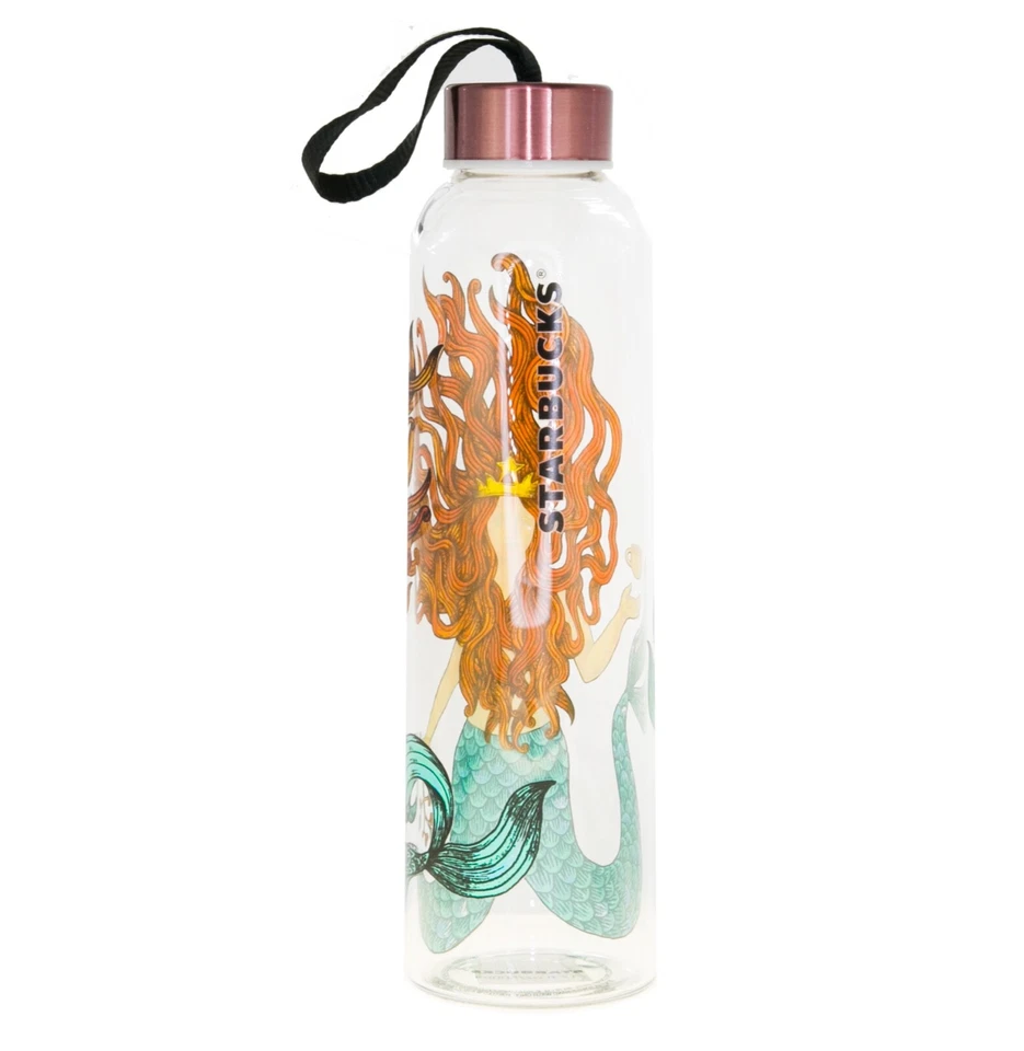 Botella de agua de vidrio Starbucks aniversario verde marrón sirena 17 oz limitada 2017 Foto 3 de 4