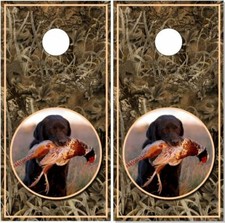 Black Lab Hunting Grass LAMINATED Cornhole Wraps Bag Toss Skin Decal