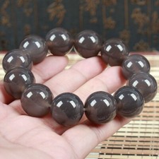 20MM Certified Grey 100 Natural A Agate Bead Beads Bangle Bracelet 0288