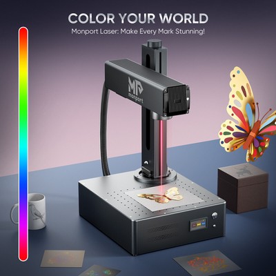 Monport 60W Fiber Laser Engraver Metal Color Marking Autofocus Lightburn Comp.