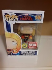 FUNKO POP Marvel Collector Corps Exclusive GITD CAPTAIN MARVEL # 446 + PROTECTOR
