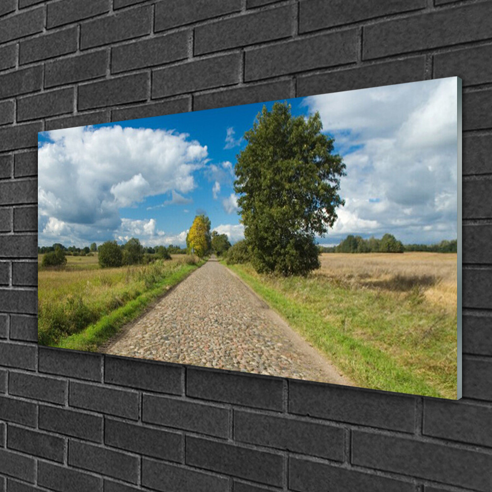 Tableau sur verre Tulup 100x50 cm Route de Campagne pour décoration murale