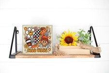 Retro Fall Vibes Handmade Wood Mini Sign Fall Decor, Door Hanger, Wreath Sign