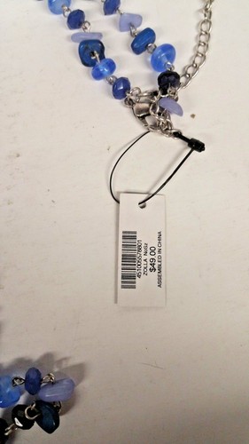 CHICO'S BLUE LAPIS AND QUARTZ ENGERY CRYSTAL SILVER NECKLACE NWT - Picture 3 of 3