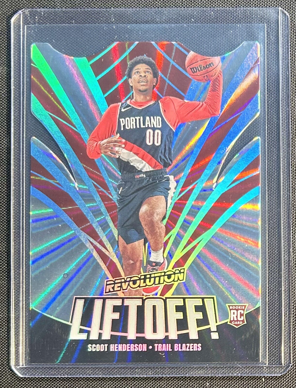 2023-24 Panini Revolution Liftoff! Sunburst /75 Scoot Henderson #7 Rookie RC