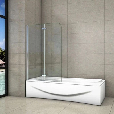 AICA Pivot 2 Folding Bath Shower Screen Hinge Door Panel H1400mm Tempered Clear Glass