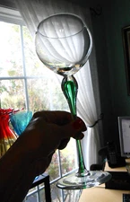 Wine Goblet Green Teardrop Filament Teardrop Bubble 10-1/4” Pier 1