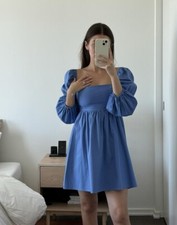 REFORMATION Michaela Smocked Mini Dress Dusk Color Size 8 Orig $265 NWT