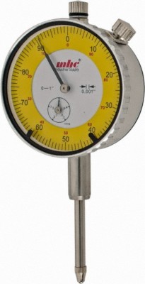 Economy Dial Indicator, 1'' Range, 0.001'' Grad, 0-100 Dial Reading