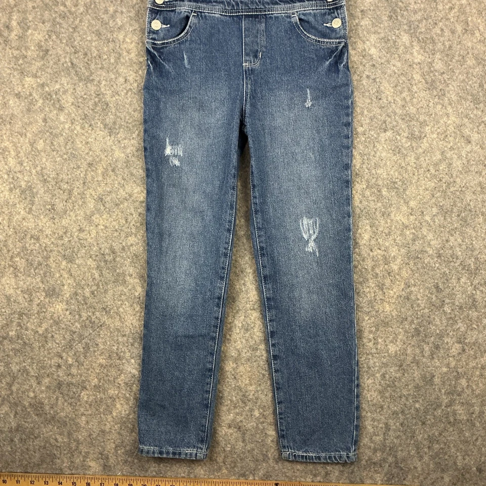 Mono con tirantes Jordache de mezclilla azul envejecido para niñas talla mediana 7-8 algodón 790 Foto 2 de 4