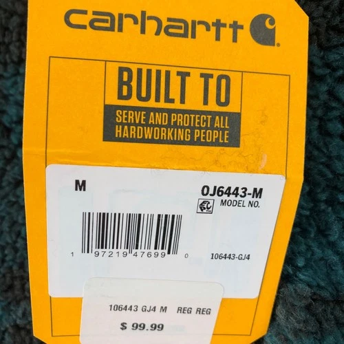 Carhartt Men's Size Medium Loose Fit Sherpa Fleece 3/4 Zip Green Black 0J6443-M image 10