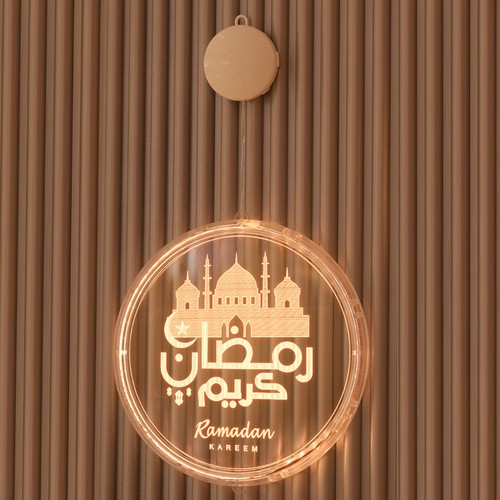 Ramadan Eid Decoration Mubarak Wood Ornament Hanging Lamp Pendant For Home Decor - Picture 7 of 22