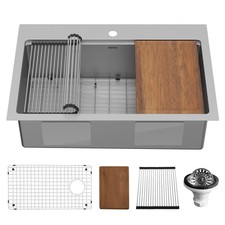 Karran USA WST-26-PK1 Elite Workstation 33" Drop In Single Basin - Satin Brushed
