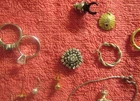 New ListingVintage Mixed Jewelry lot of  bracelet, rings, earrings costume rhinestones