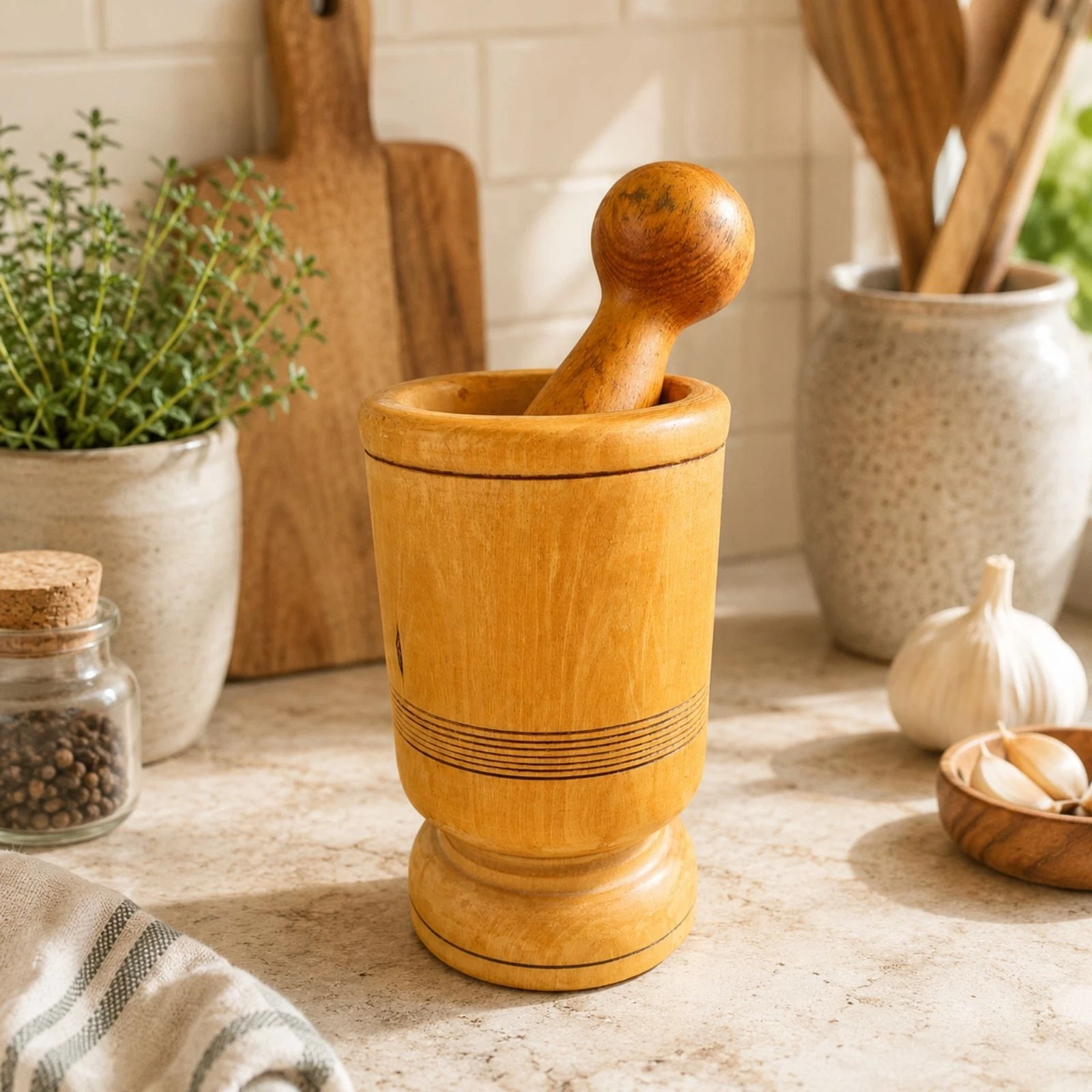 Opecosa Wooden Mortar & Pestle Handmade Dominican Republic
