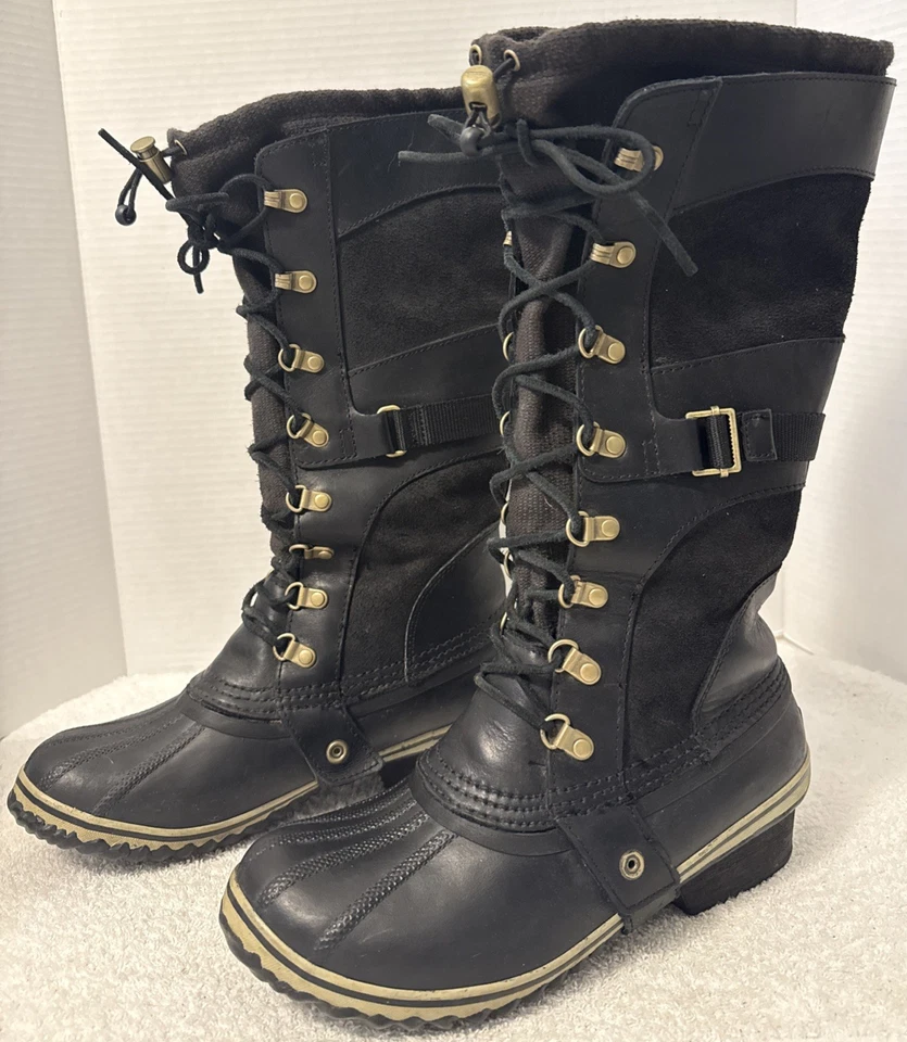 Sorel Womens Conquest Carly Tall Leather Duck Boots Size 9 NL 2033-010 - Image 3 of 4