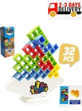 32 Pcs Tetra Tower Balance Stacking Toys Games, Building Blocks For Kids Adults