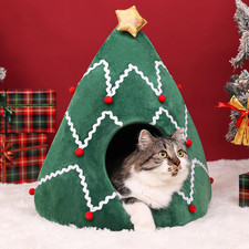 Cat Bed Christmas Tree Cat Tent House Self-Warming 2 in 1 Removable Comfortable