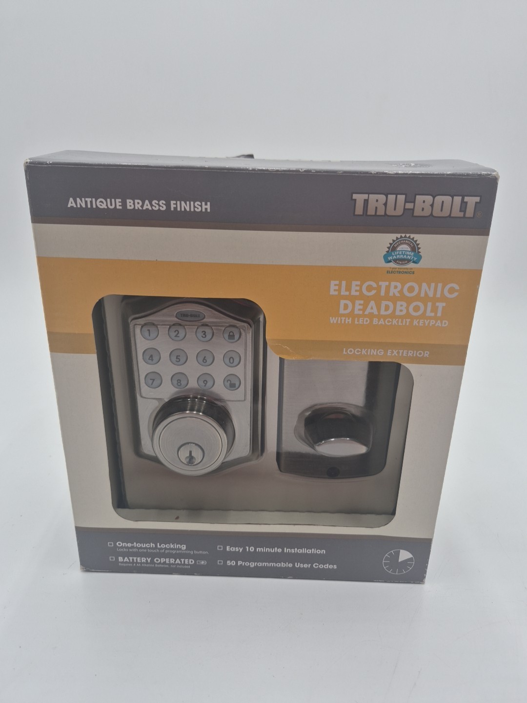 New TRU-BOLT Electronic Deadbolt Antique Bronze Finish