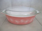 Vintage Pyrex Pink Daisy 045 Oval Covered Casserole Dish With Lid 2.5 Qt.