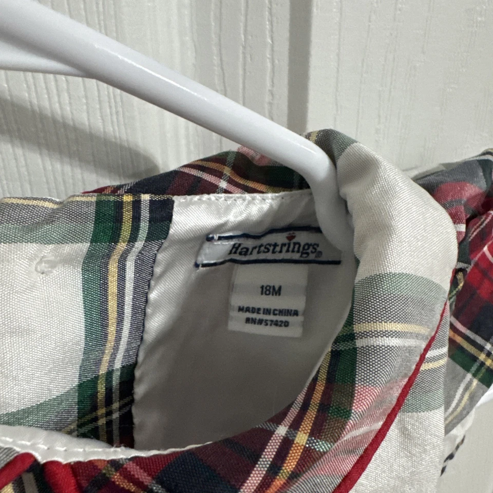 Рождественское платье в красную клетку Hartstrings для девочек размер 18 месяцев шелковая смесь - Изображение 3 из 3