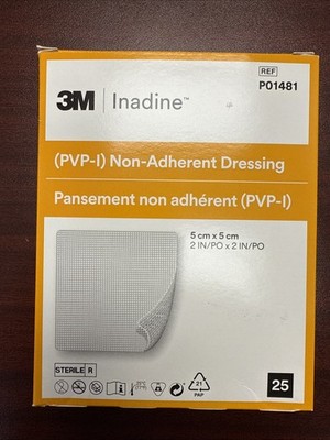 Box of 25 3M Inadine (PVP-I) Non Adherent Dressing P01481 2'' x 2'' 06/30/2026