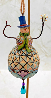 Jim Shore Collectible Roly Snowman w/Snowflake Hanging Ornament 2009 #4014455