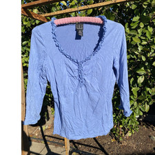 Women's Blue Top and Gray Plaid Skirt Set, Ruffles, Y2K vintage Small/Medium