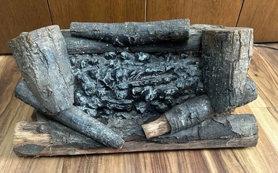 Vintage MCM Real Wood Logs Electric Faux Fireplace Insert 20” Non-Working - Image 1 of 4